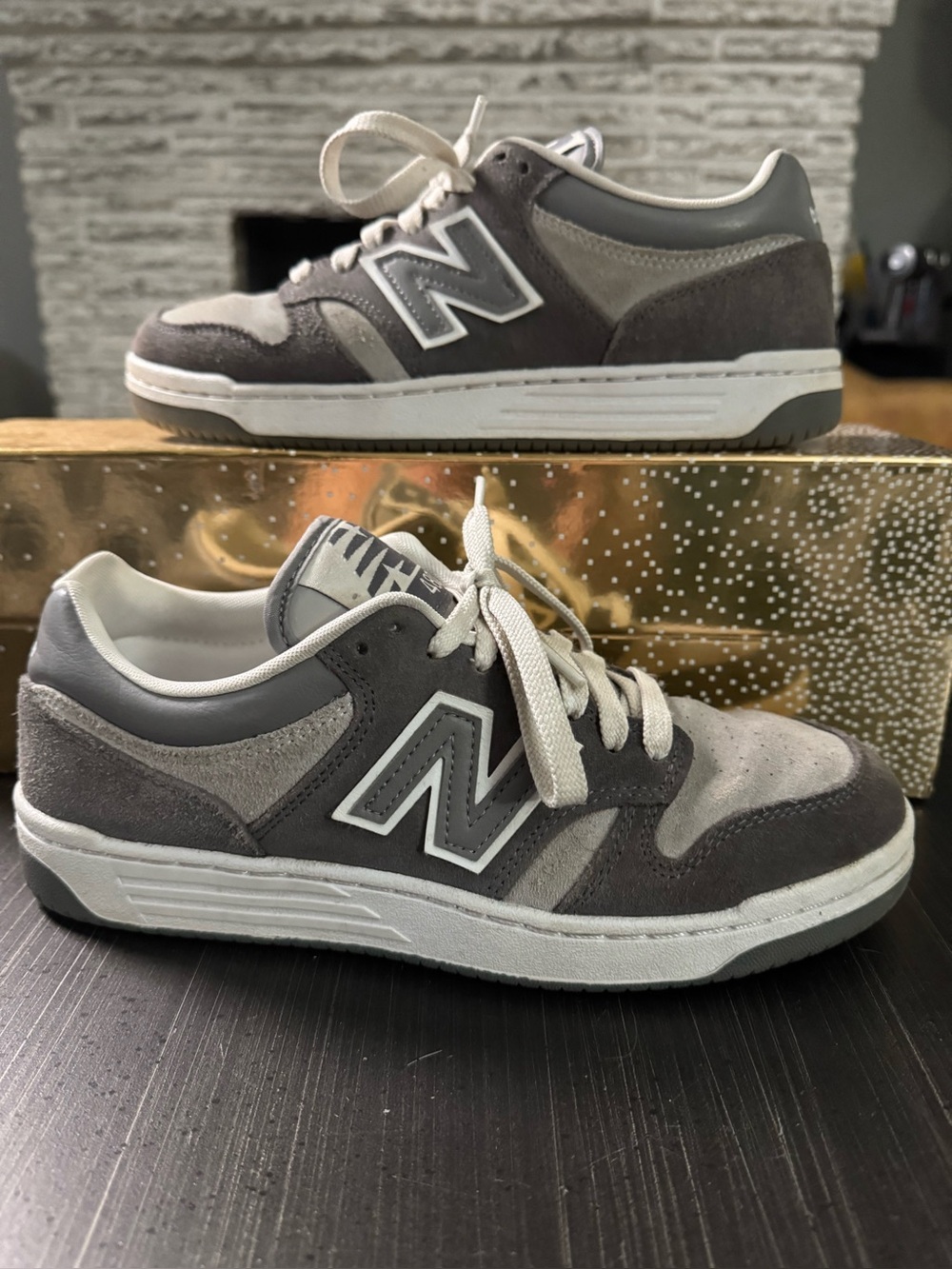 New Balance 480 Women’s Wide Size 9.5 Gray Suede Sneakers BB480LEC